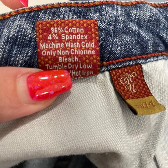 MU Authentic Dungarees Makers Boot Cut Jeans Size 14 - Picture 7 of 10